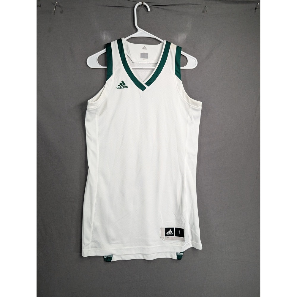 Adidas Mens White Green Basketball Jersey Tank Top Size S